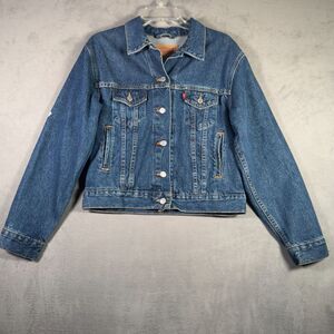 Vintage Levis Jacket Womens M Denim Trucker Bleach Stain Grunge Western Y2K USA